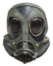 Steampunk latex gas mask green 