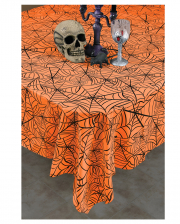 Orange Spinnweben Tischdecke für Halloween 