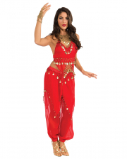 Oriental Belly Dance Costume In Red With Coins 