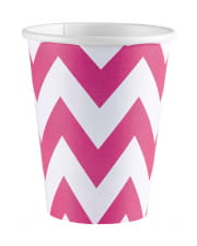 Zick-Zack Pappbecher pink 8 St.