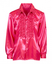 70´s Disco Fashion Rüschenhemd Pink 