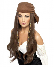 Piraten Frau Perücke mit Kopftuch 