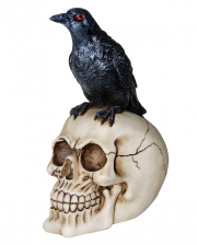 Realistischer Totenkopf mit Rabe