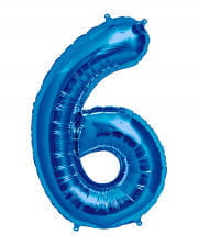 Foil balloon number 6 blue 