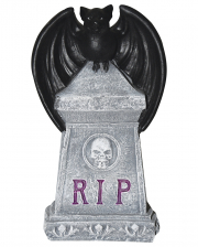 RIP Cement Tombstone With Bat 14cm 
