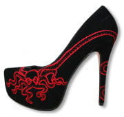 Velvet Pumps with Embroidery 
