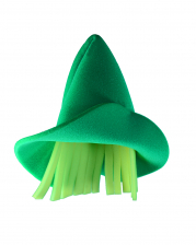 Grüner Elfen Hut mit Haaren aus Schaumstoff 