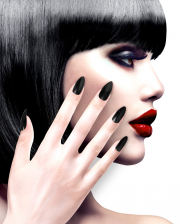 Black Fingernails With Shine 12 Pcs. 