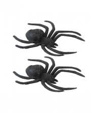 Black Glitter Spiders Set Of 2 14cm 