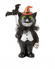 Black Cat In Tuxedo With Witch Hat Figurine 19cm 