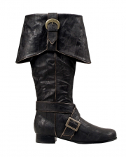 Schwarze Seeräuber Stiefel mit Schnallen