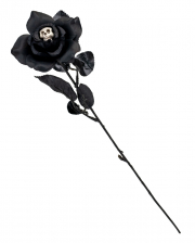 Schwarze Rose mit Totenschädel in der Blüte 42cm 