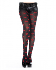 Black Tights With Red Hearts 
