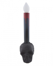 Schwarze Totenschädel Kerze mit Licht 24cm 