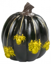 Black Decoration Pumpkin With Glitter Spiders 9,5cm 