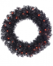 Black Halloween Wreath With Orange LED 60cm 