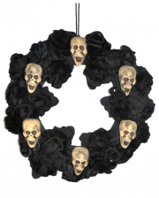 Halloween Door Wreath With Roses & Skulls 