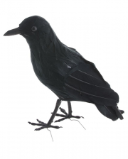Schwarze Krähe mit angelegten Flügeln 23cm 