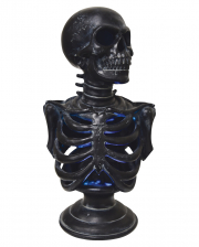 Schwarze Skelett Büste auf Sockel mit LED Licht 32 cm 