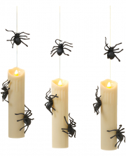 3er Set schwebende LED Kerzen mit Spinnen 