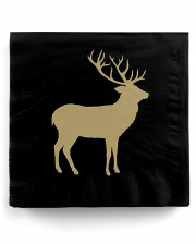 Napkins Deer Silhouette Black Gold 20 Pcs. 