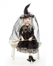 Sitting Vintage Witch With Broom 60 Cm 