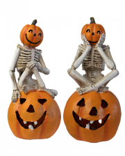 Skeleton On Luminous Pumpkin Figurine 21cm 1 Pc. 