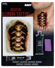 Skelett Hals Aufklebetattoo Schmink-Set