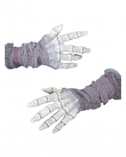 Skeleton Reaper Gloves White With Shredded Fabric 