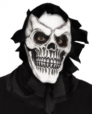 Totenkopf-Scherge Maske mit Fetzenkapuze 