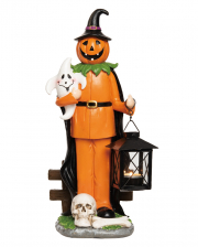 Spooky Tea Light Holder Pumpkin With Ghost & Lantern 37cm 