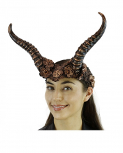 Steampunk Faun Horns Hairband With Lace Bronze 