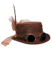 Steampunk Hat With Goggles Brown 