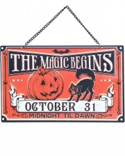 Vintage Halloween Metallschild The Magic Begins 25cm 