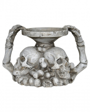 Skull Candlestick With Bone Arm 18cm 