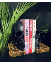 Skull Bookends With Wooden Base 