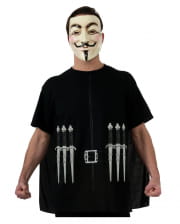 V wie Vendetta T-Shirt mit Cape & Guy Fawkes Maske 