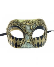 Schwarz-goldene Venezianische Barock Augenmaske 