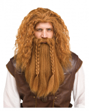 Viking Wig With Beard Red 