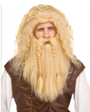 Blonde Viking Perücke mit Bart 
