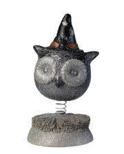 Vintage Halloween Bobble Head Owl With Witch Hat 15cm 