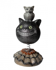 Halloween Bobble Head Katze mit Eule Dekofigur 15cm 