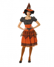 Retro Polka Dot Hexenkostüm in Orange mit Spitze