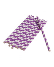 12 Paper Straws Purple White 