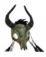 Voodoo Totenschädel Bison Maske mit Federschmuck 