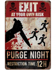 Warning Sign Purge Night 24x36 Cm 