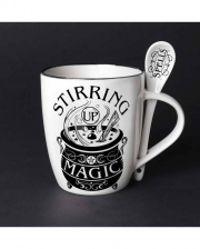 White Stirring Up Magic Cup With Spoon 