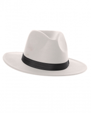 White Felt Hat With Hatband 