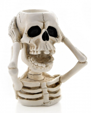 Weißes Skelett als Teelicht-Kerzenhalter 14cm 
