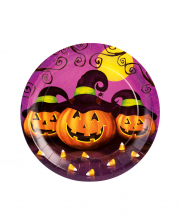 Halloween Pappteller mit Kürbis & Hut 8 St.